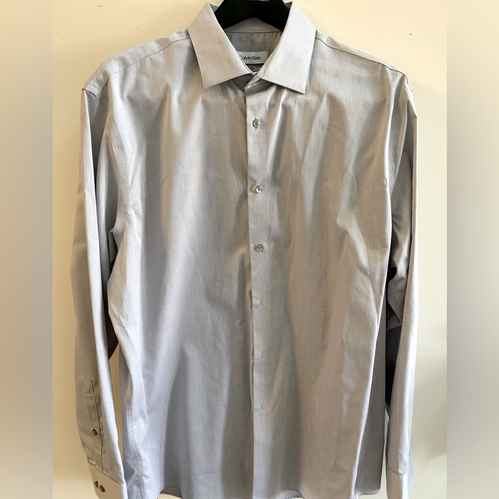 Calvin KleinSTEEL Classic-Fit Non-Iron Herringbone SpreadCollarShirt/Size 17(Xl